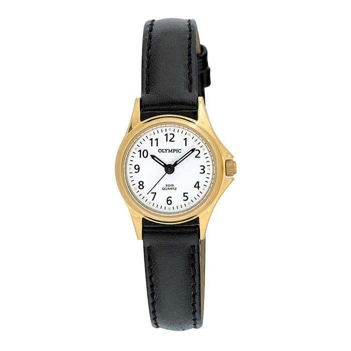 Olympic Ladies Classic Watch with Black Leather Strap - product image