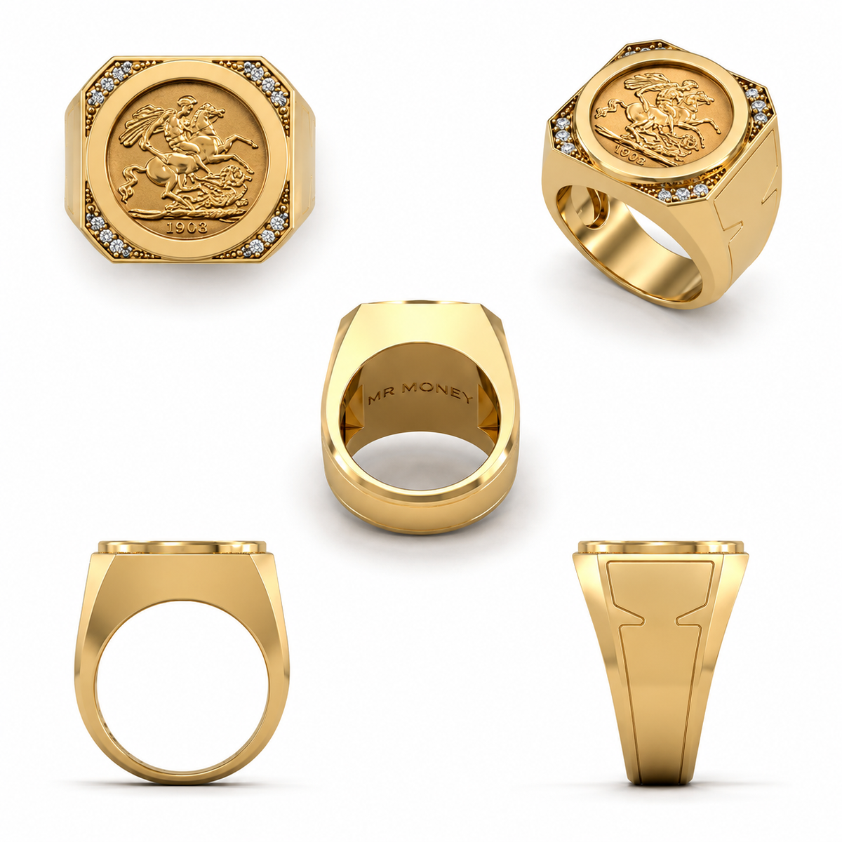 007 Half Sovereign Gold Diamond Ring
