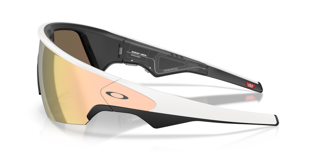 Oakley Meta Vanguard White frame, Prizm Rose Gold lenses - side view [800108]