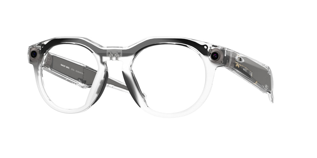Oakley Meta HSTN Clear frame, Transitions Grey lenses - three-quarter view [800205]