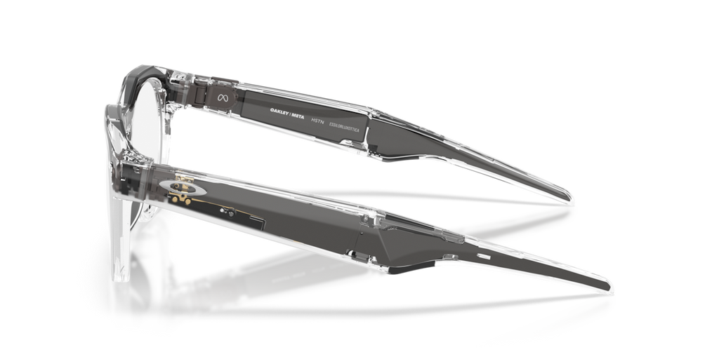 Oakley Meta HSTN Clear frame, Transitions Grey lenses - side view [800205]