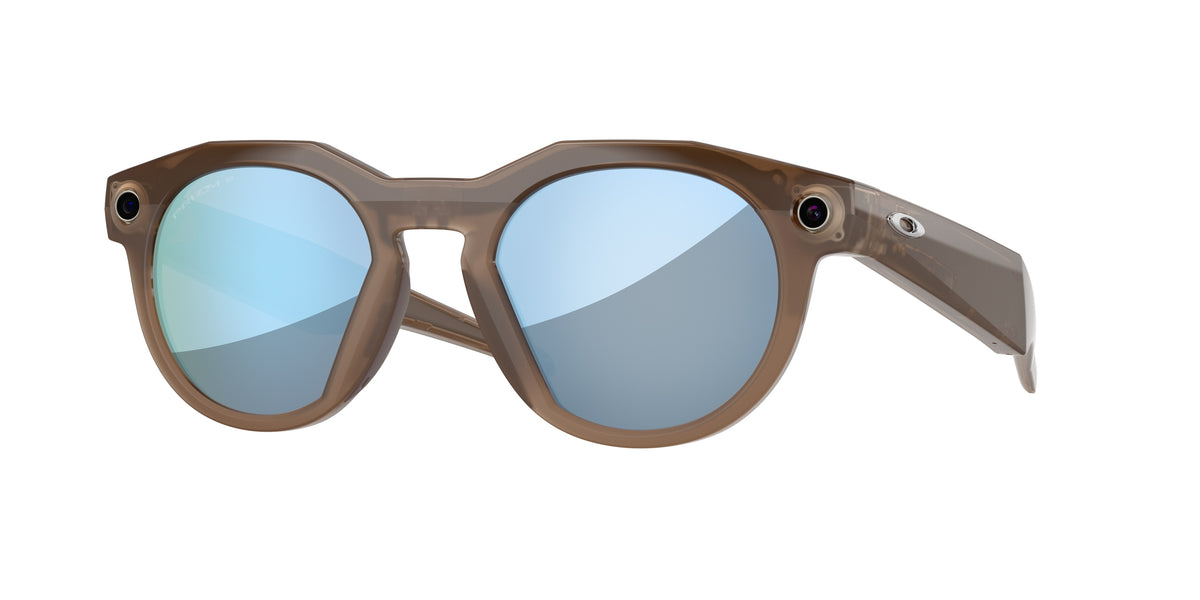 Oakley Meta HSTN Brown Smoke frame, Prizm Deep Water Polarized lenses - three-quarter view [800206]