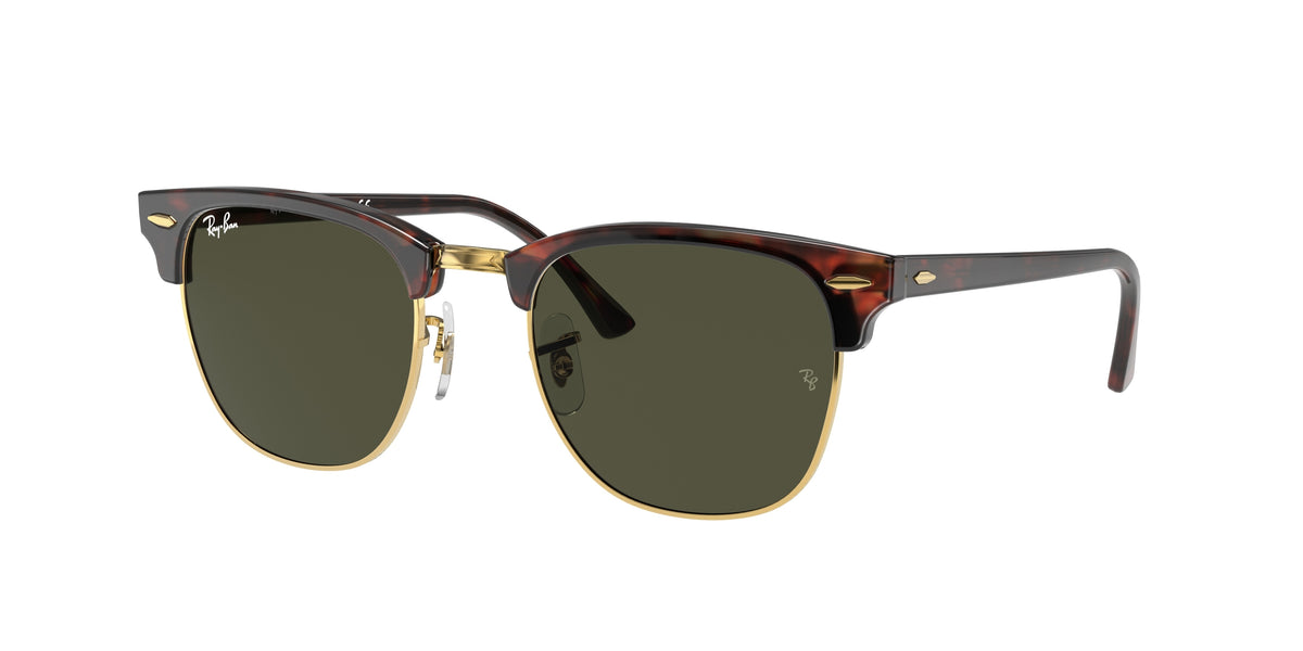Ray-Ban RB3016 Clubmaster Sunglasses - Tortoise On Gold / G-15 green