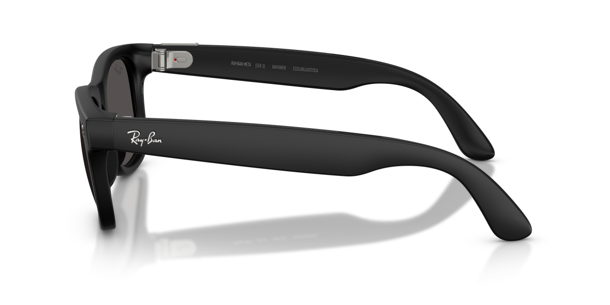 Ray-Ban Meta Gen 3 Wayfarer RW4011 601S87, Black frame, grey lenses, side view