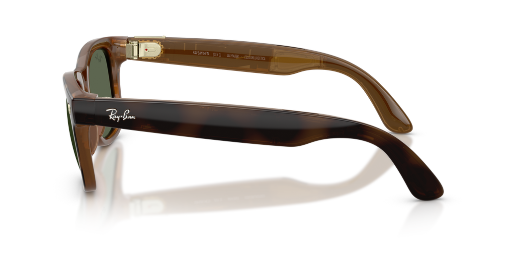 Ray-Ban Meta Gen 3 Wayfarer RW4011 690571, Havana frame, G-15 Green lenses, side view