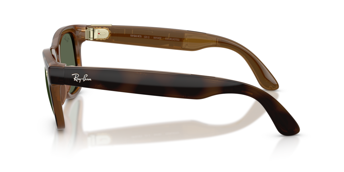 Ray-Ban Meta Gen 3 Wayfarer RW4011 690571, Havana frame, G-15 Green lenses, side view