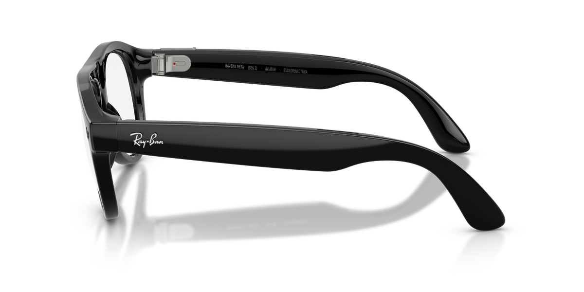 Ray-Ban Meta Gen 3 Aviator RW4016 601/1M, Black frame, Transitions Graphite Green lenses, side view
