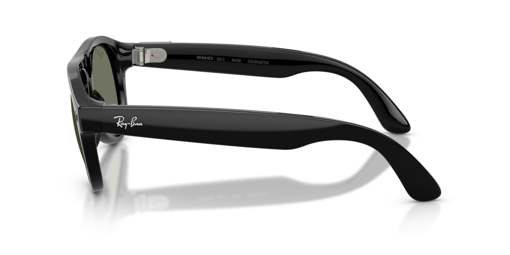 Ray-Ban Meta Gen 3 Aviator RW4016 601/9A, Black frame, G-15 Green polarised lenses, side view