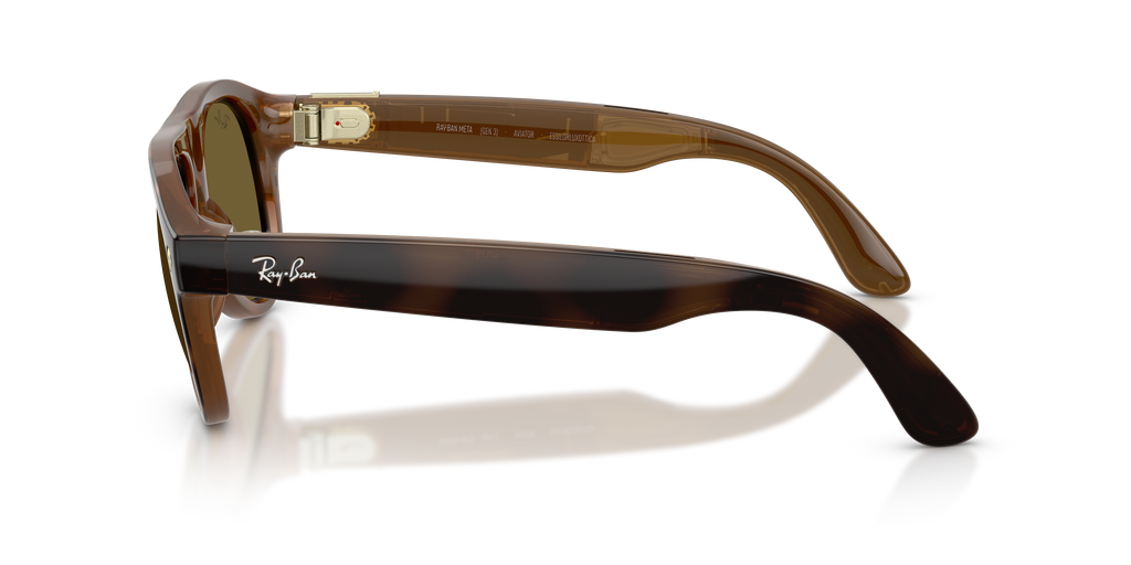 Ray-Ban Meta Gen 3 Aviator RW4016 690573, Havana frame, brown lenses, side view