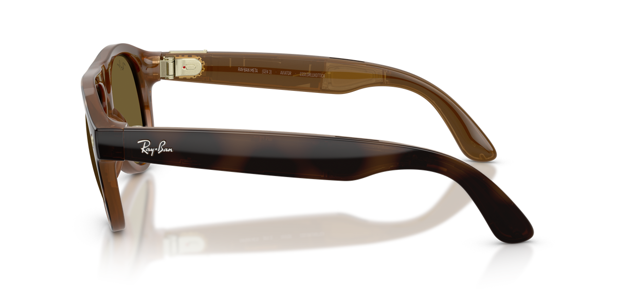 Ray-Ban Meta Gen 3 Aviator RW4016 690573, Havana frame, brown lenses, side view