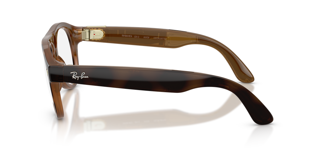 Ray-Ban Meta Gen 3 Aviator RW4016 6905M4, Havana frame, Transitions Brown lenses, side view