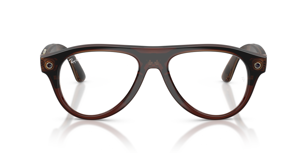 Ray-Ban Meta Gen 3 Aviator RW4016 6912JD, Transparent Umber frame, Transitions Jade lenses, front view