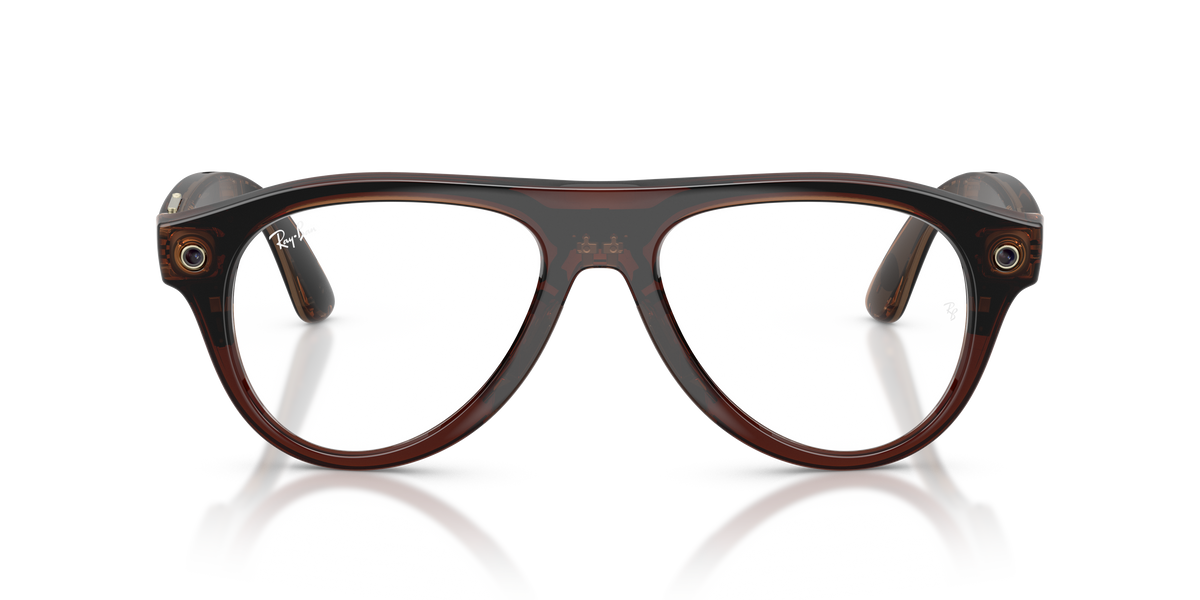 Ray-Ban Meta Gen 3 Aviator RW4016 6912JD, Transparent Umber frame, Transitions Jade lenses, front view