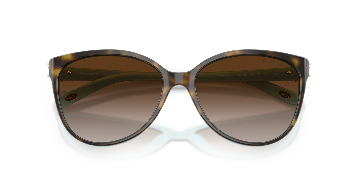 Tiffany & Co. TF4089B - Havana on tiffany blue / Brown gradient - folded front view - 81343B