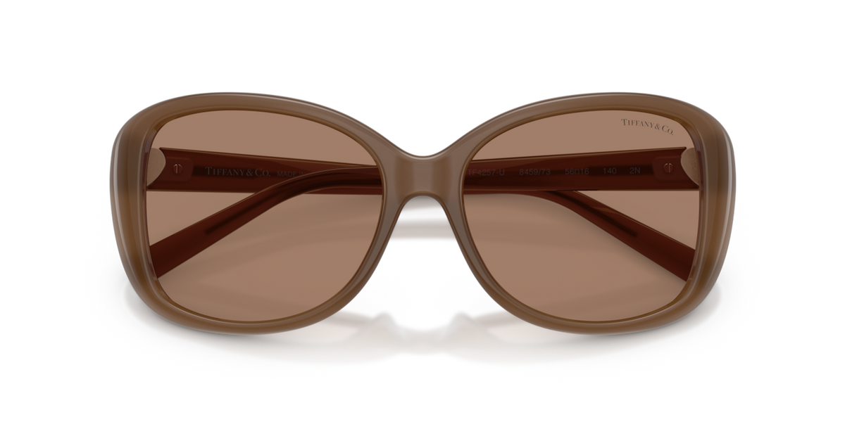 Tiffany & Co. TF4257U - Opal smoky quartz / Solid brown - folded front view - 845973