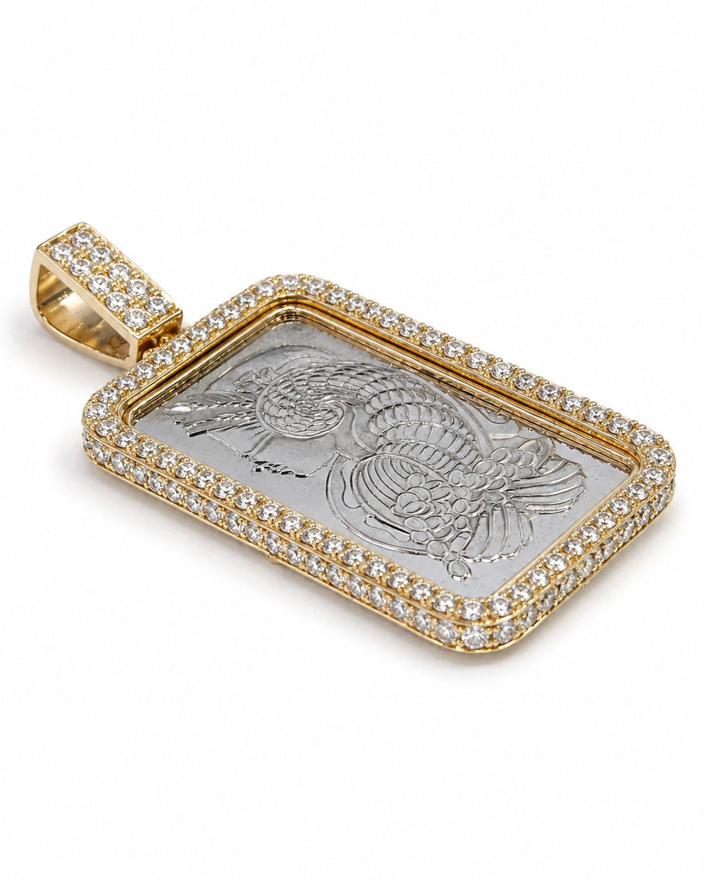 10ct gold lab diamond and 1oz platinum PAMP pendant valuation view