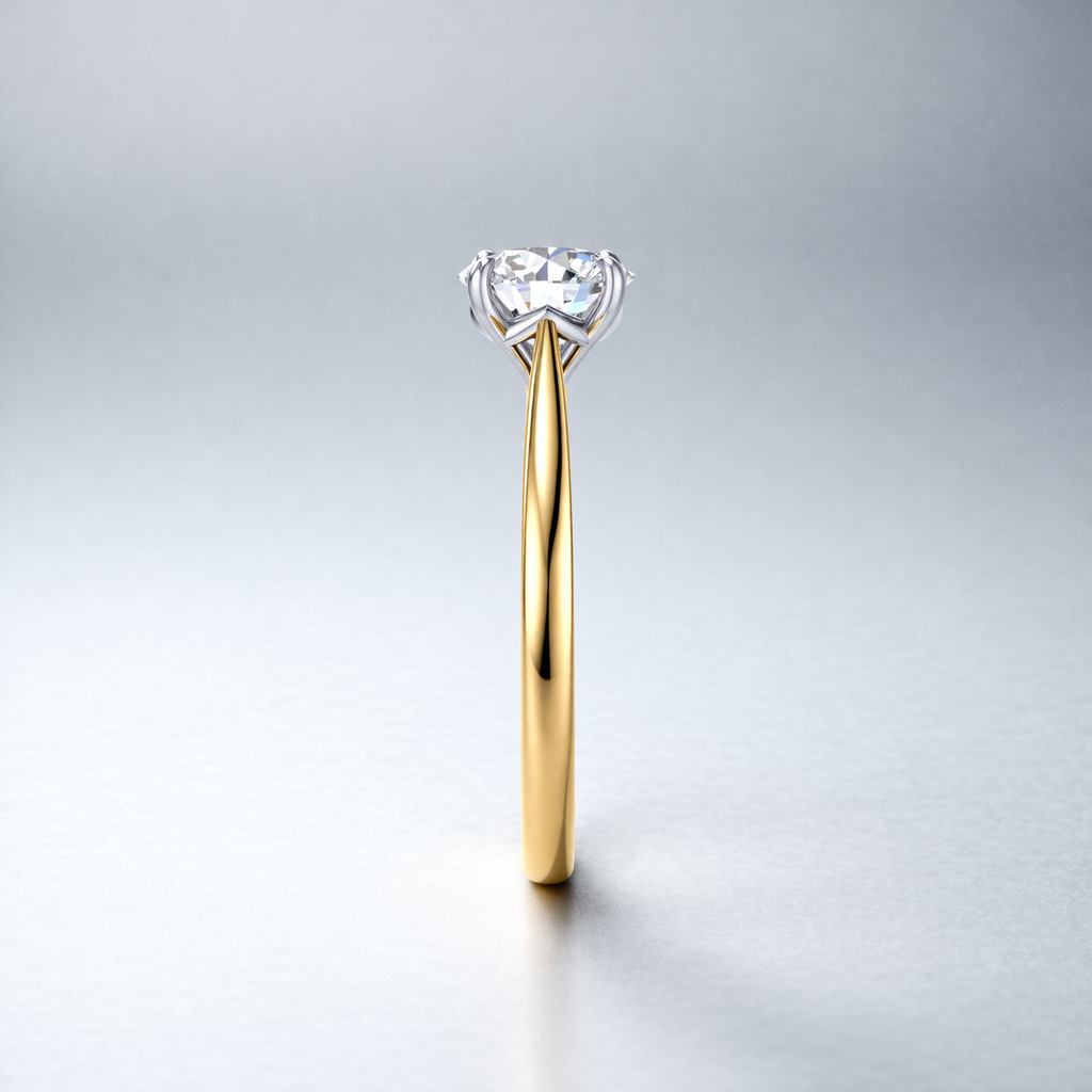 9ct Gold 1 Carat Solitaire Diamond Ring Classic Engagement Style - detail view