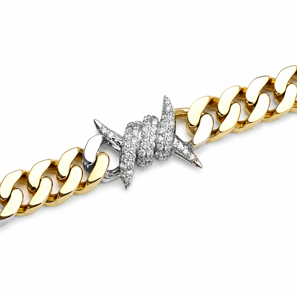 9 carat Ice Barb Curb Bracelet - detail view
