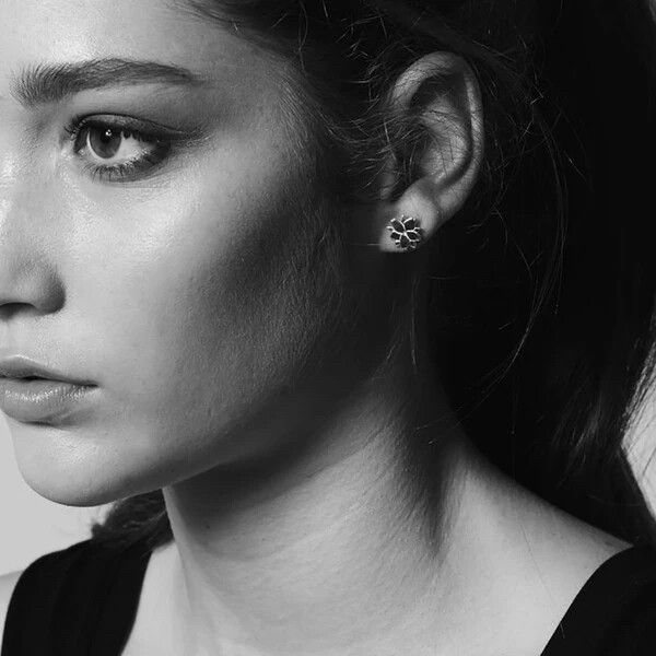 MEADOWLARK CHERRY BLOSSOM STUDS - STERLING SILVER - detail view