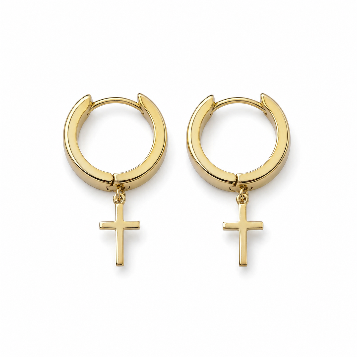 9ct Gold Huggie Cross Earrings - product image