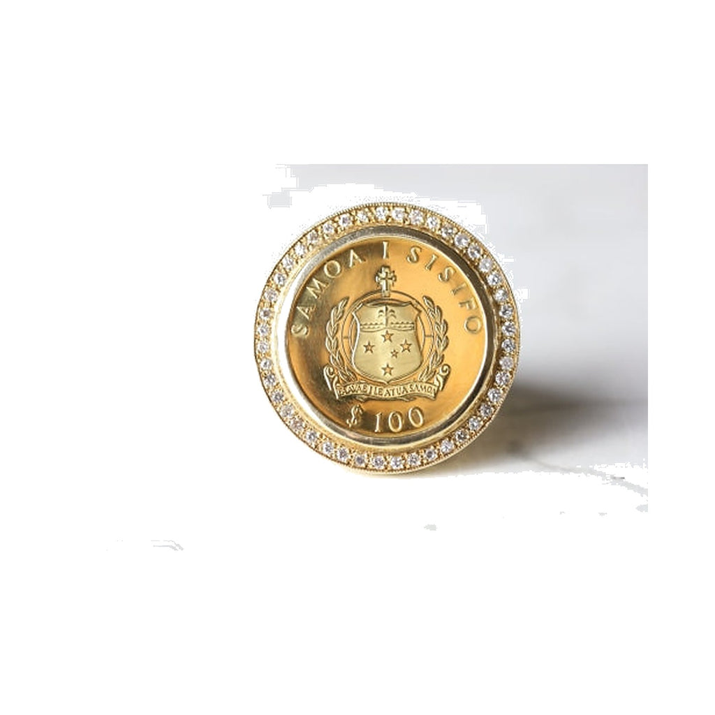 Samoan Coat Of Arms Diamond Ring - jewellery product photo on white background