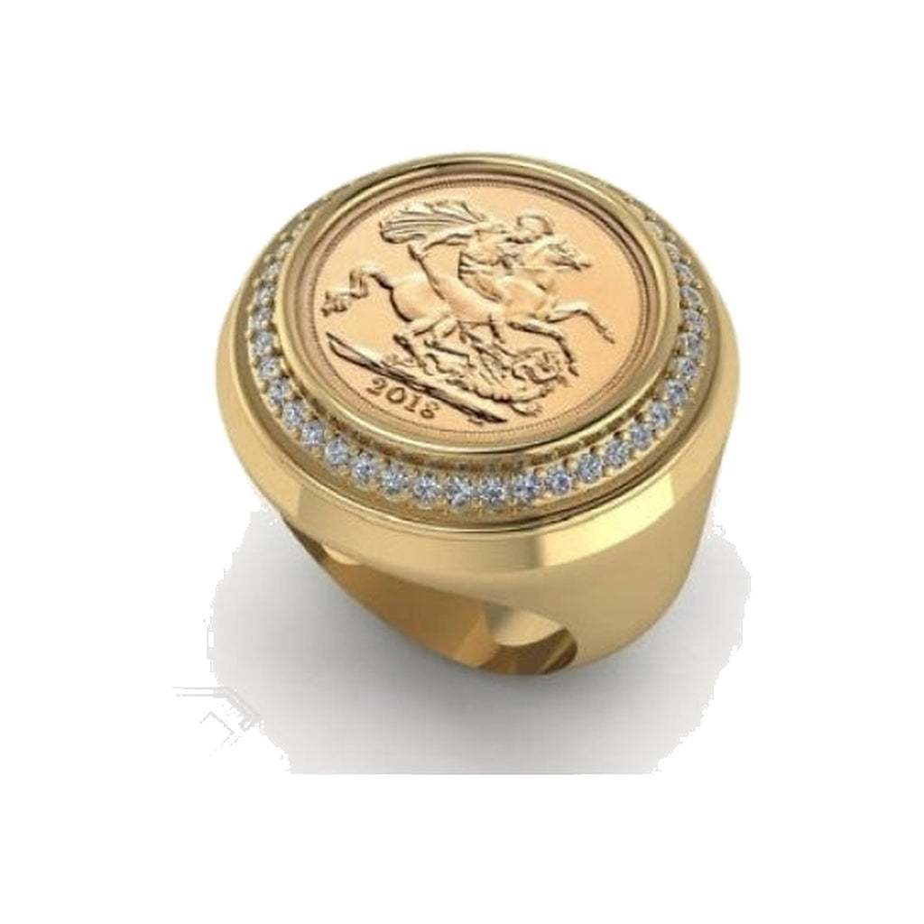 Screw Top Full  Sovereign Diamond Ring With Internal Storage - jewellery product photo on white background