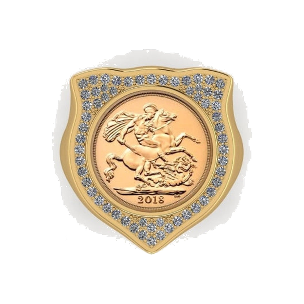 Full Sovereign Shield Ring - jewellery product photo on white background