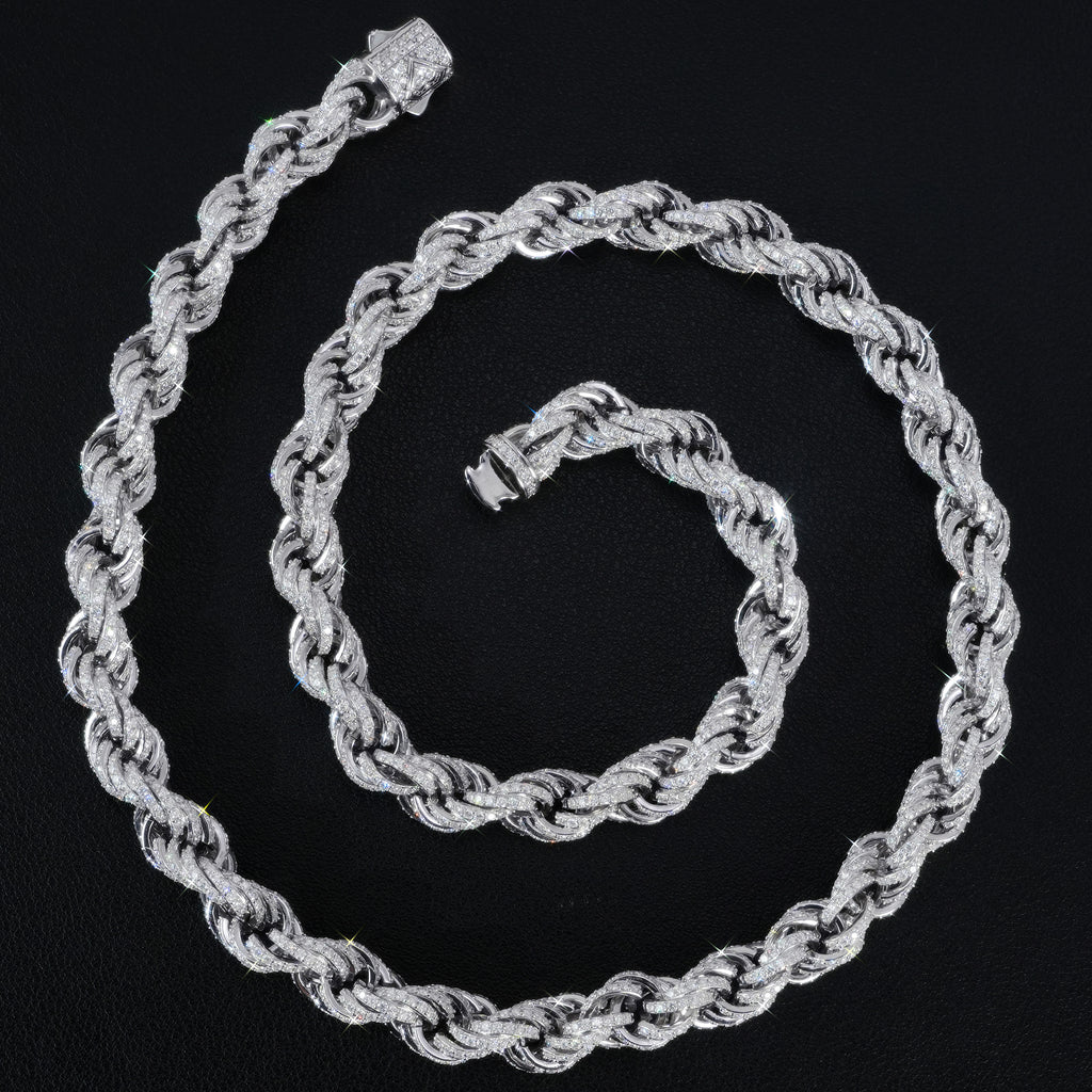 Fully Iced Out Rope Chain - side view