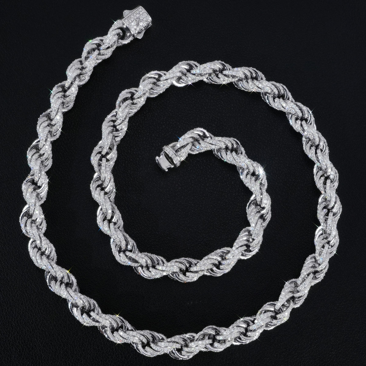 Fully Iced Out Rope Chain - side view