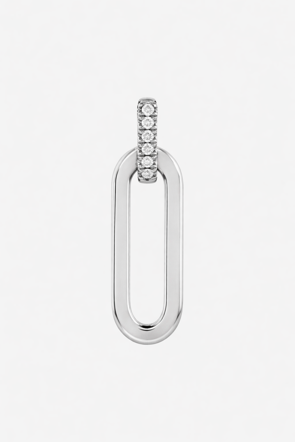 Sterling Silver Paper Clip Necklace with CZ Stones - detail view