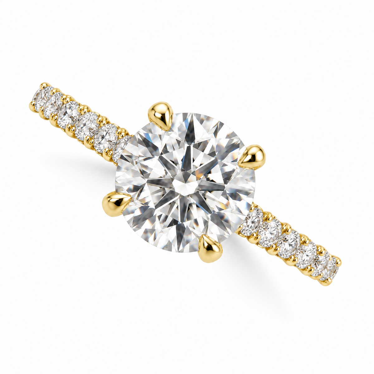 9ct Round Diamond Engagement Ring 3.49ct