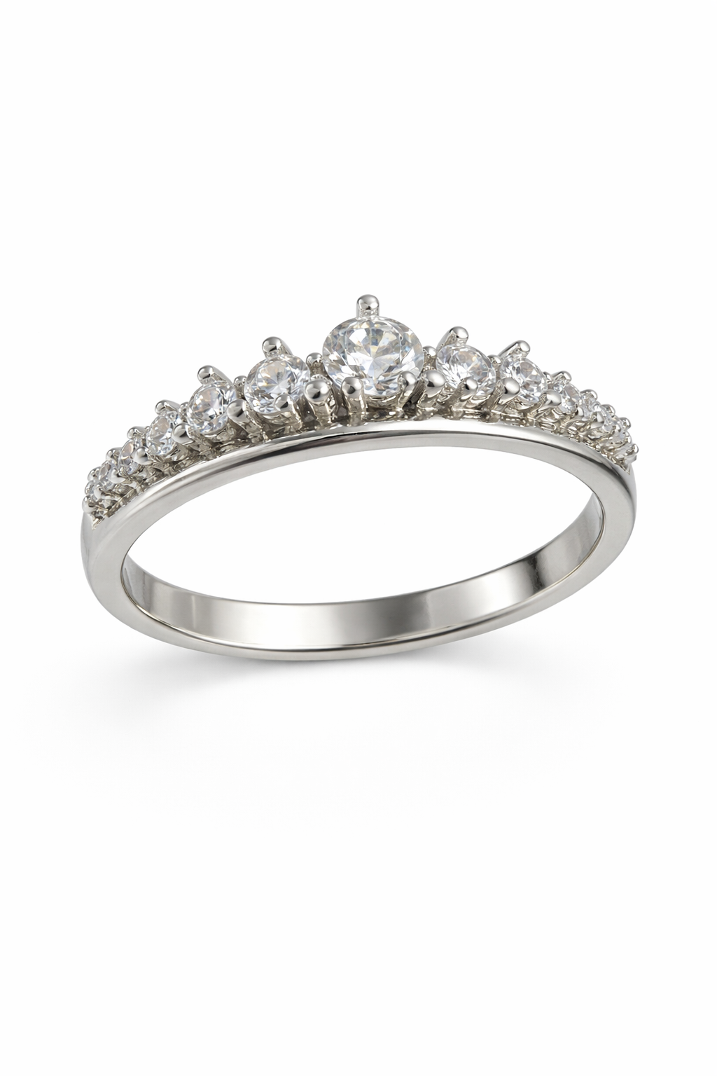 Sterling Silver Cubic Zirconia Crown Ring - product image