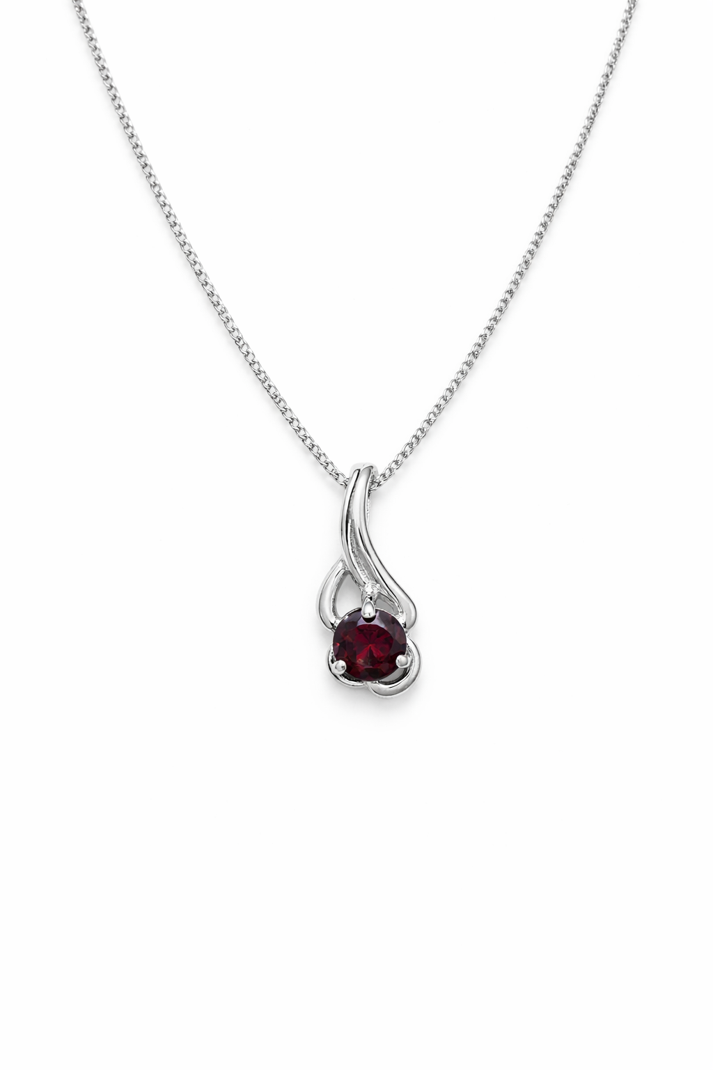 Sterling Silver Red Stone Pendant Necklace - product image