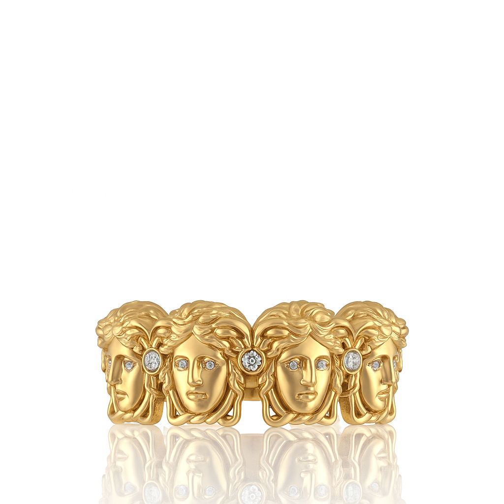 Multi Mythology Medusa Head Ring - detail view