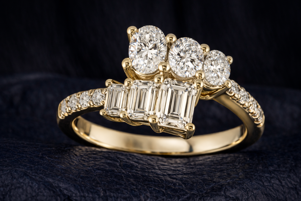Diamond Trilogy Ring 3cts - detail view