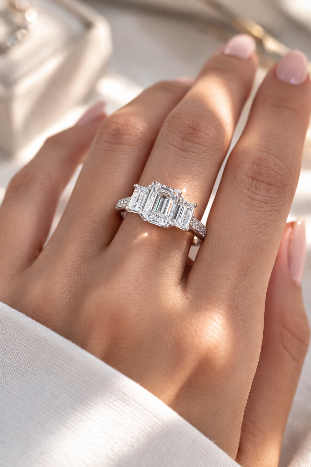 Elegant Three-Stone Diamond Ring - detail view