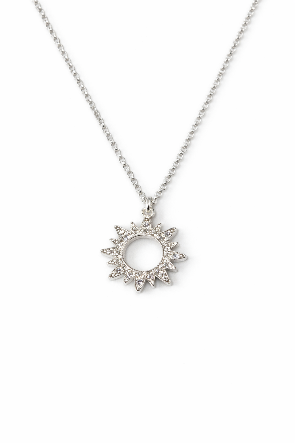 Sterling Silver Sun Necklace With CZ - product image