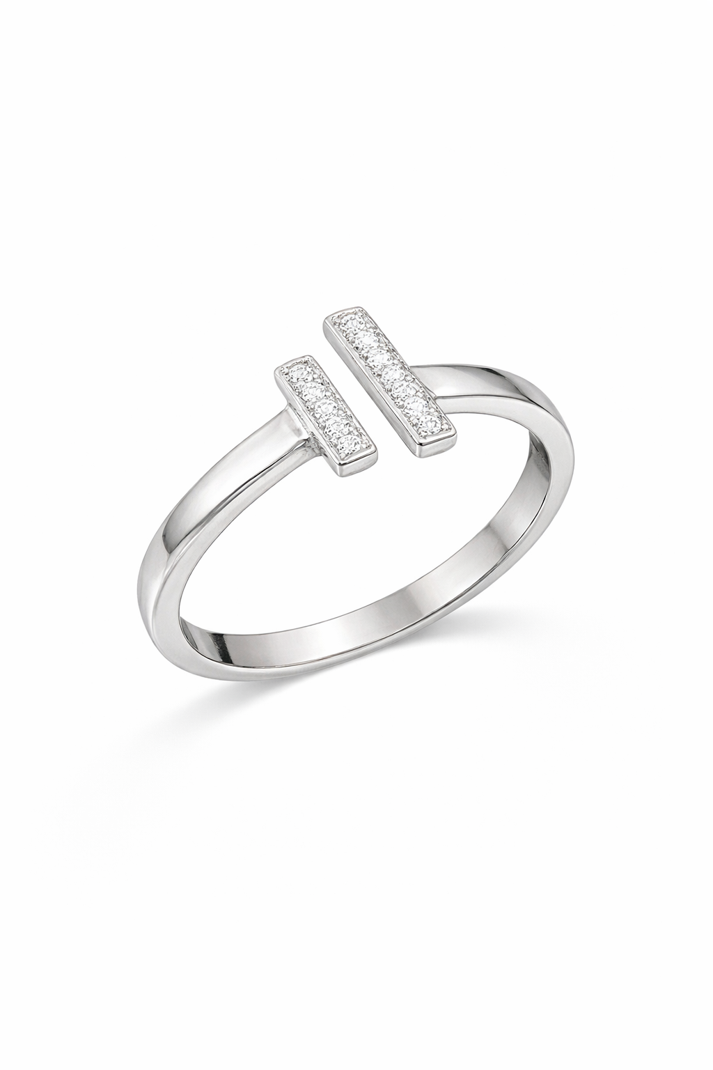 Sterling Silver Double Bar Cz Ring Size S - product image