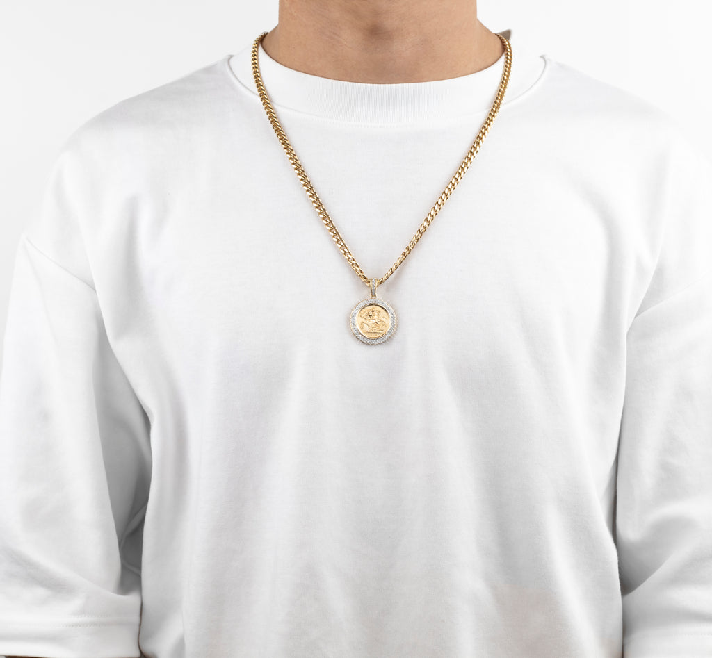 Half Sovereign 9ct Double Row Diamond Pendant from Mr Money NZ