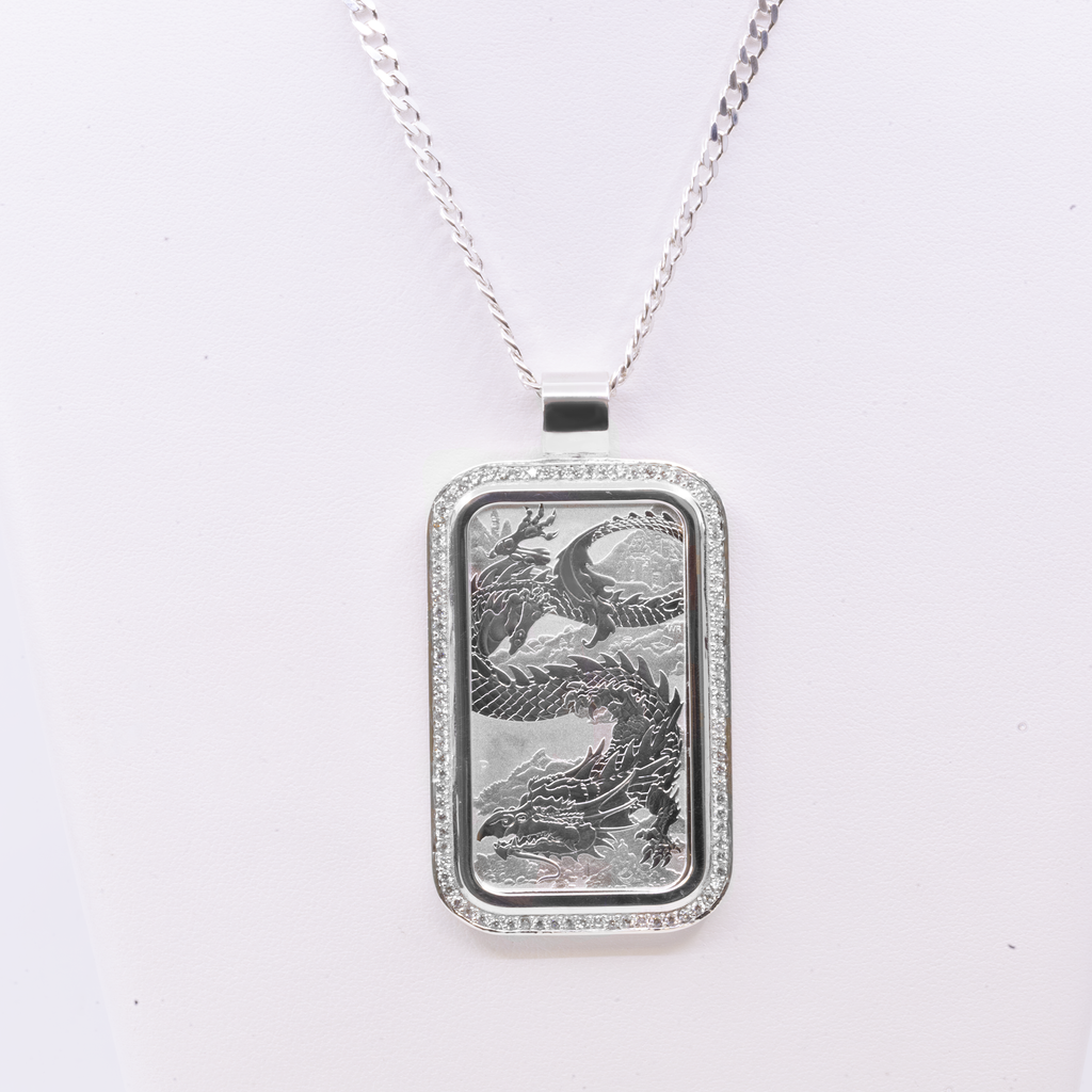 Custom Dragon Bar Pendant 1oz (large) - product image
