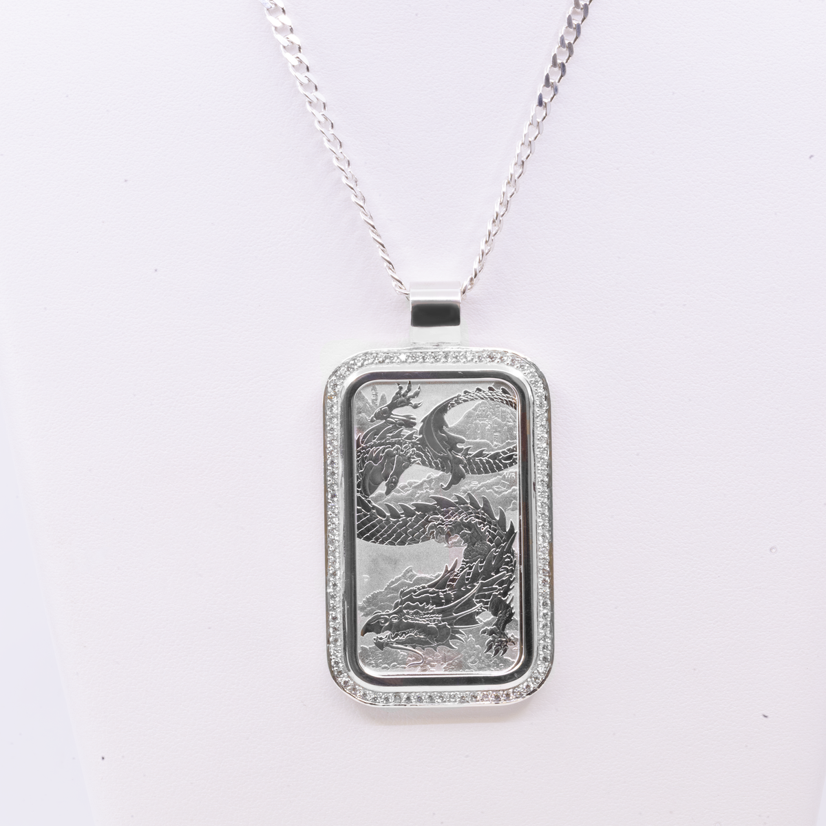 Custom Dragon Bar Pendant 1oz (large) - product image