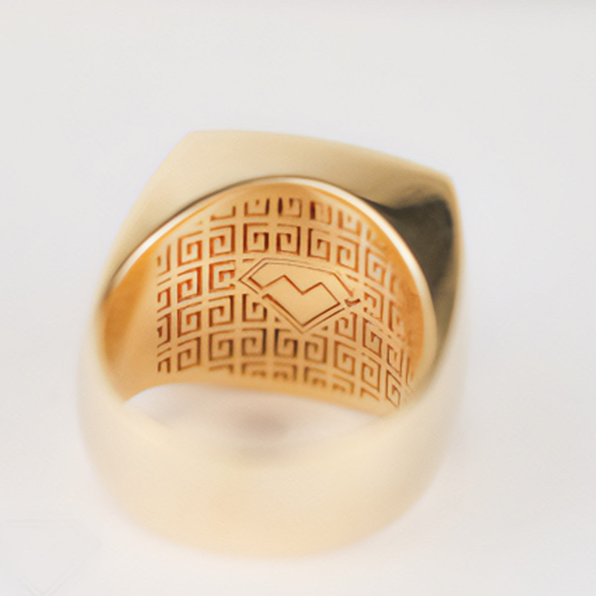Modern Square Half Sovereign Ring With Diamonds - detail view