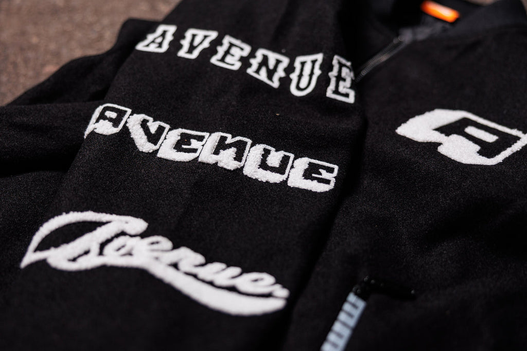 Avenue Varsity Black Jacket - side view