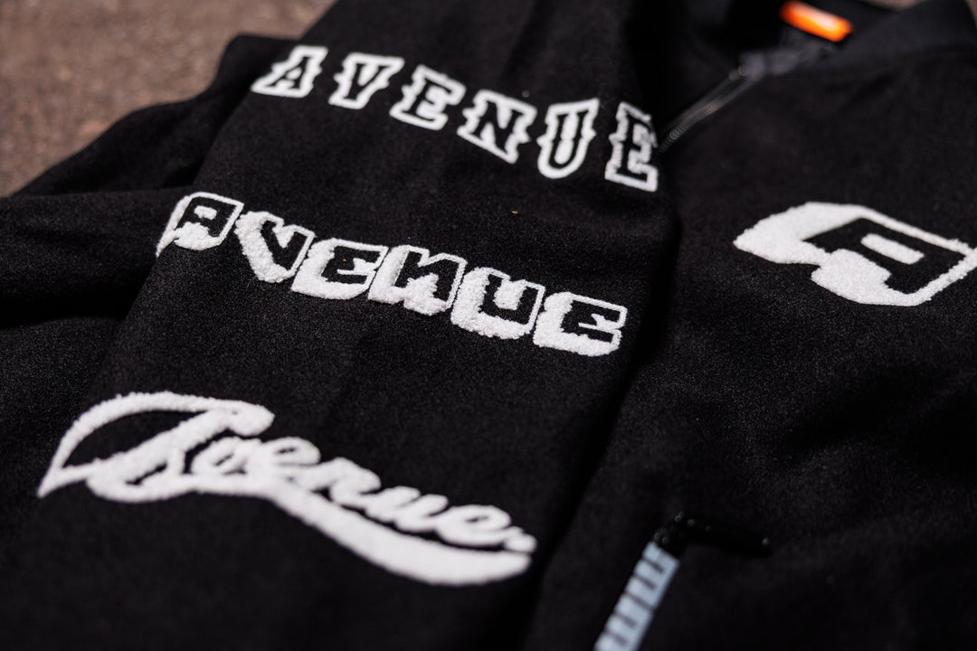 Avenue Varsity Black Jacket - side view