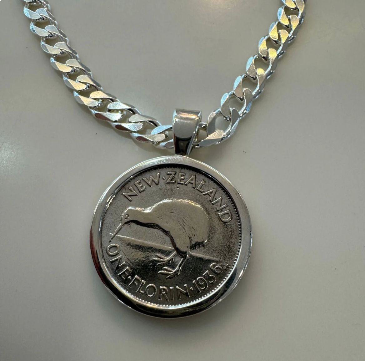 Sterling Kiwi Coin Pendant - product image
