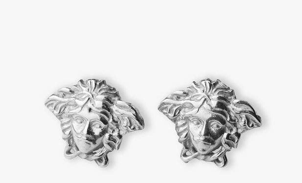 Sterling Silver Mythology Medusa Cut-out Earrings - detail view