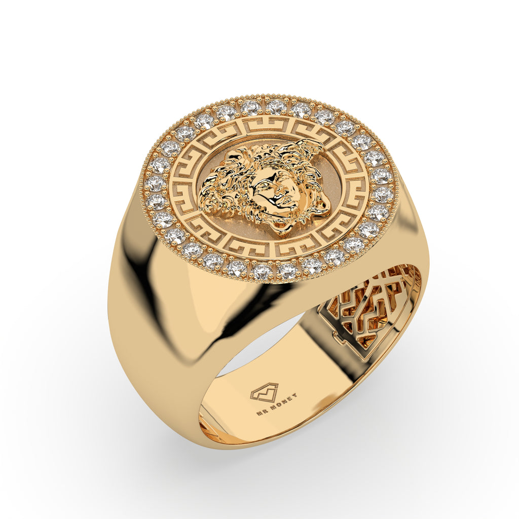 9ct Gold and Diamond Mythology Medusa Ring - side view