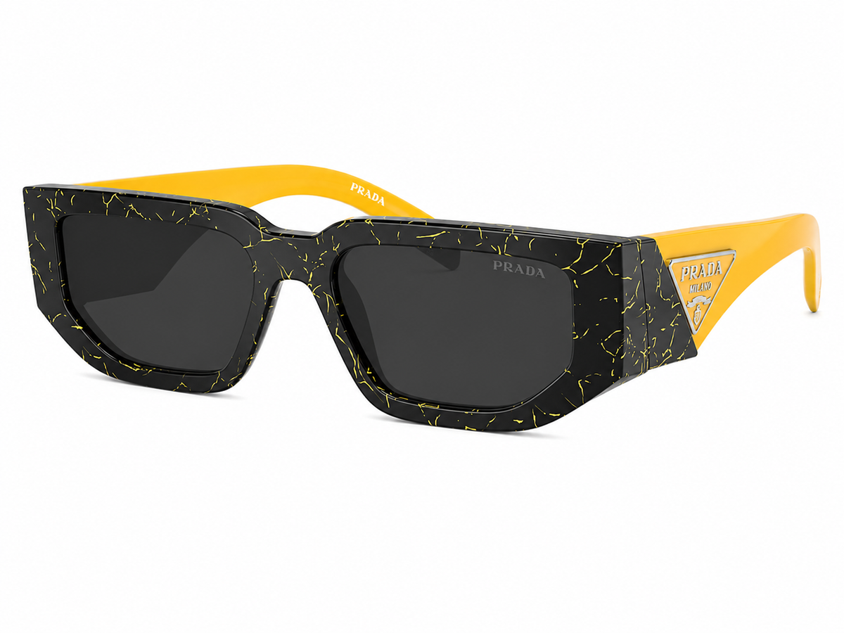 Prada SPR 10Z-F Sunglasses Black Yellow Marble - front view