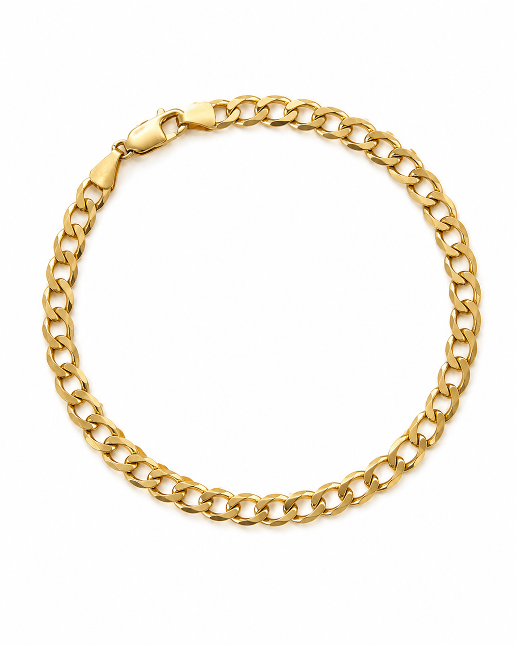 9ct gold curb link bracelet 21.5cm 5mm links