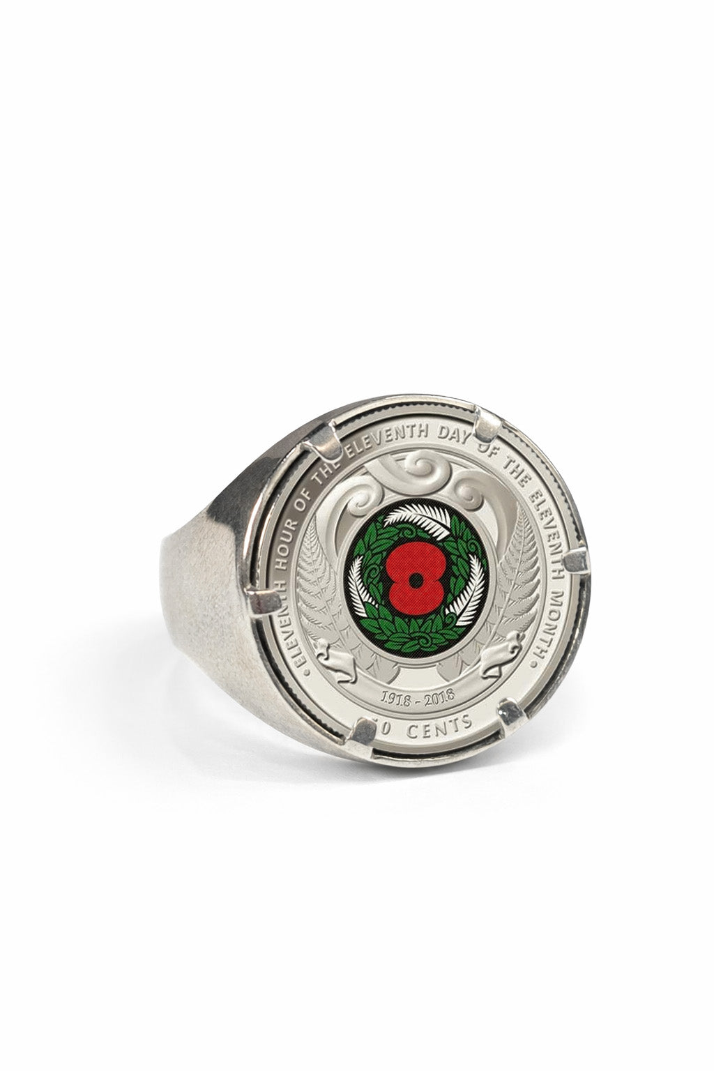 Sterling Silver NZ Armisitice Poppy Claw Setting Ring - product image